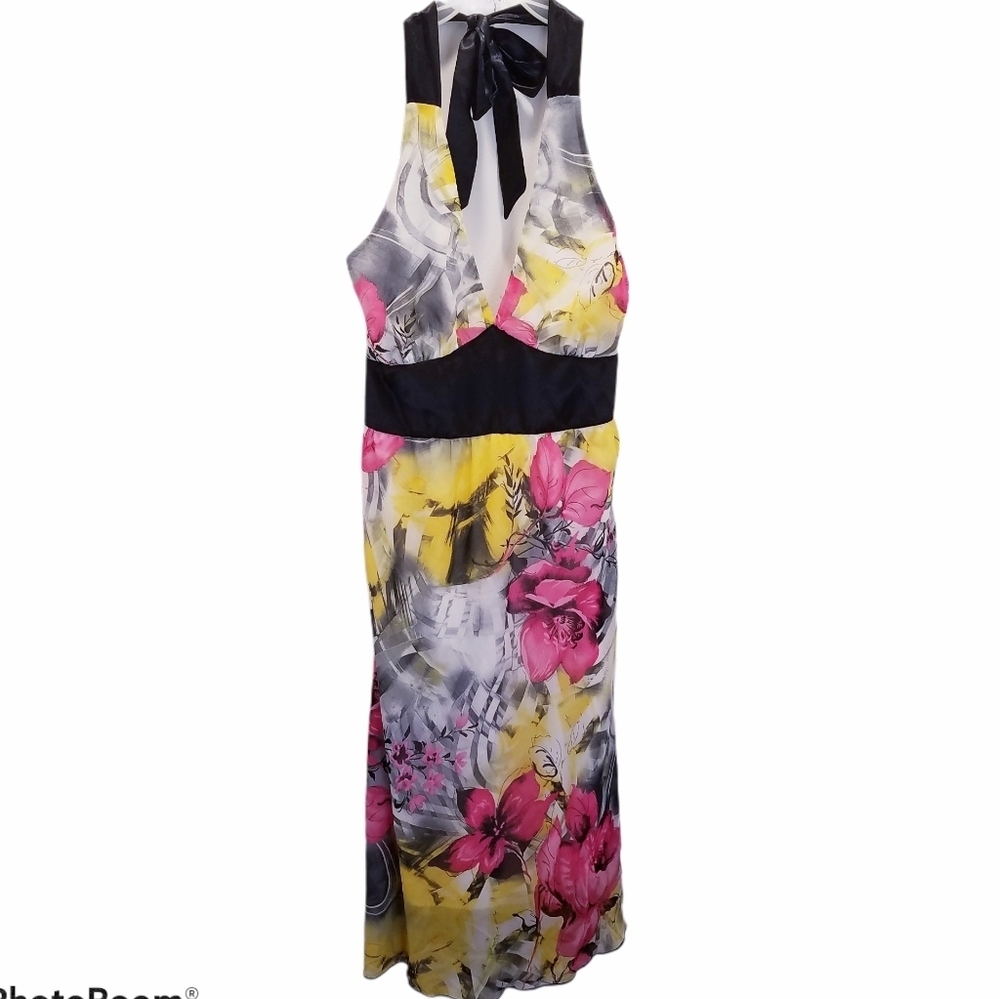 Cefian Women's Size Medium Dress Floral Halter Party M2 Watercolored Bridesmaid